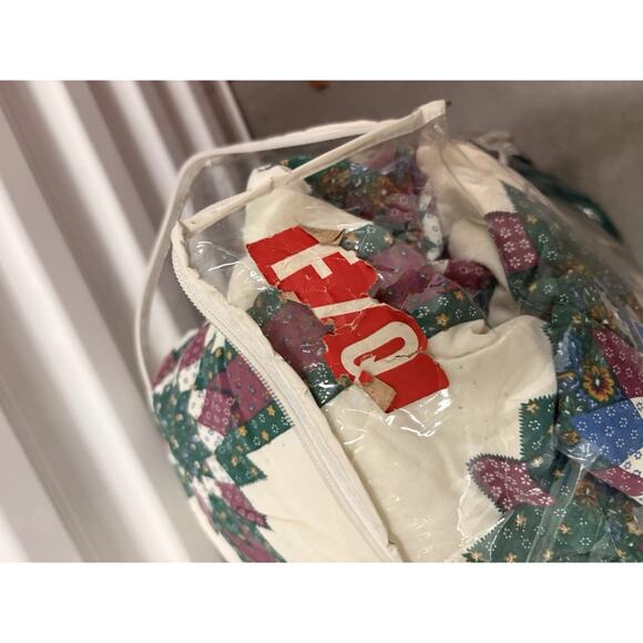 Floral Quilt Sham - Etsy VTG Lone Star Over Full/Queen Quilt Sheet Shams Cotton Green Red Cottage Core